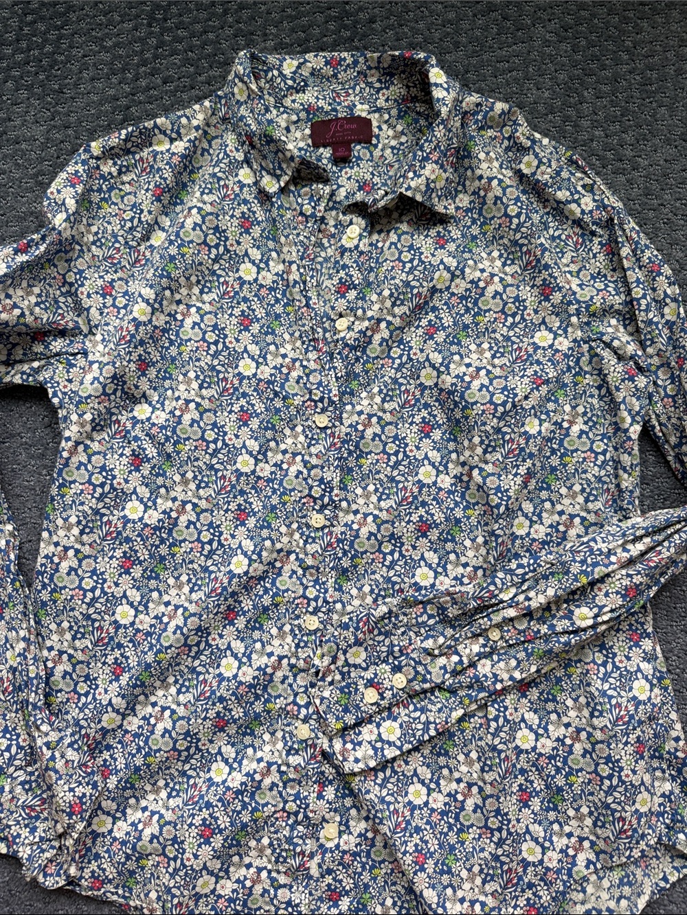 J. Crew liberty print Navy Floral Button-Down Shirt with Multicolor Accents
